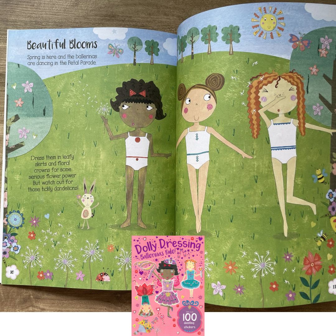 Dolly Dressing with Over 100 Stickers (Ballerinas / Mermaids / Princesses Rule) (SINGLES, brand new softcover, activities and sticker book)