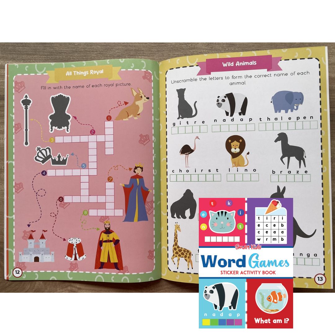 Smart Kids Sticker and Activity Book - WORD GAMES (brand new softcover)