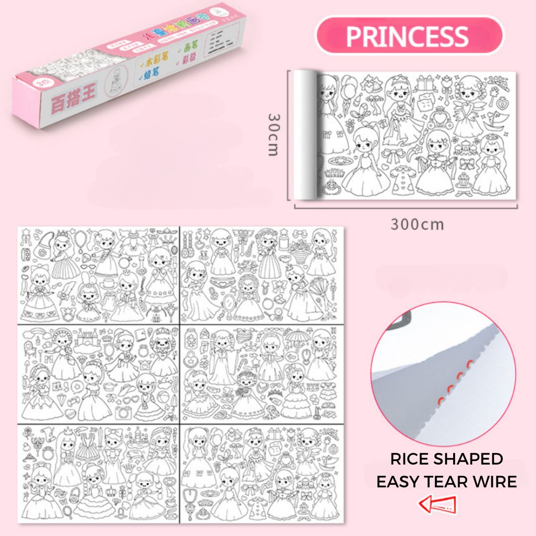 Children's Graffiti Scroll (Coloring Wall Poster) - SINGLES, box only with dents