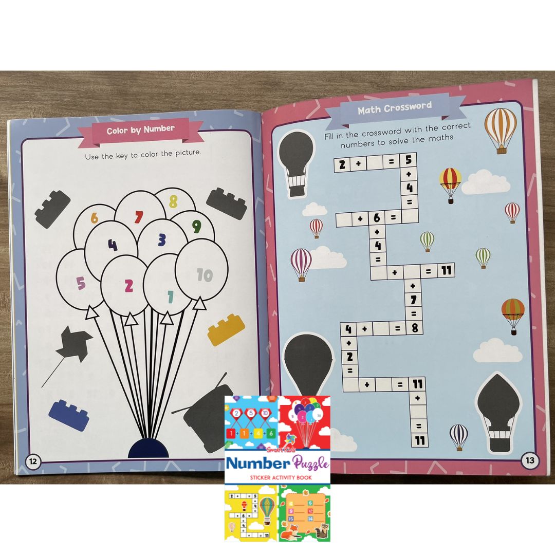 Smart Kids Sticker and Activity Book - NUMBER PUZZLE (brand new softcover)