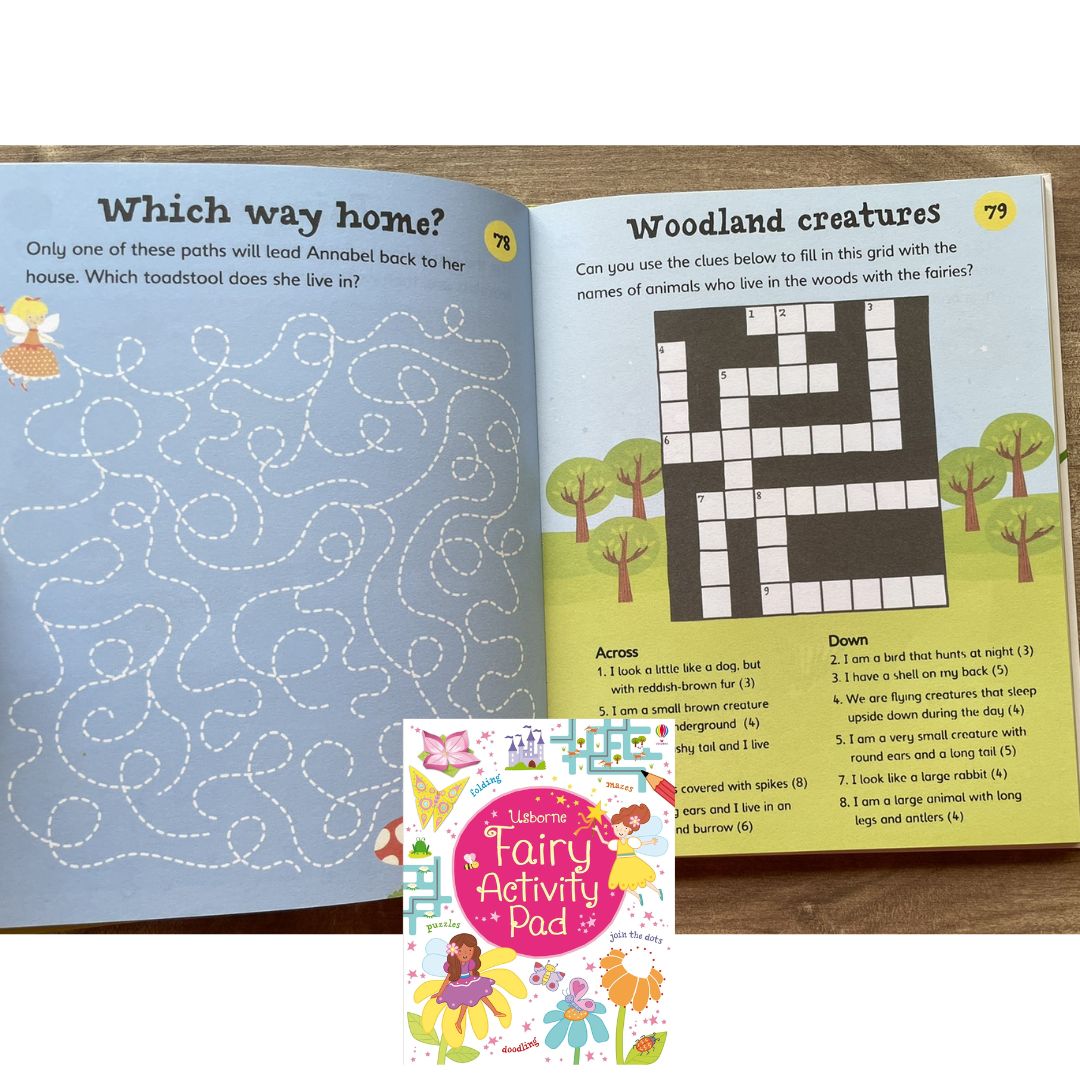 Usborne FAIRY Activity Pad (Tear-off pages, brand new Softcover, 6.1 by 7.7 inches, with SLIGHT FOLDS)