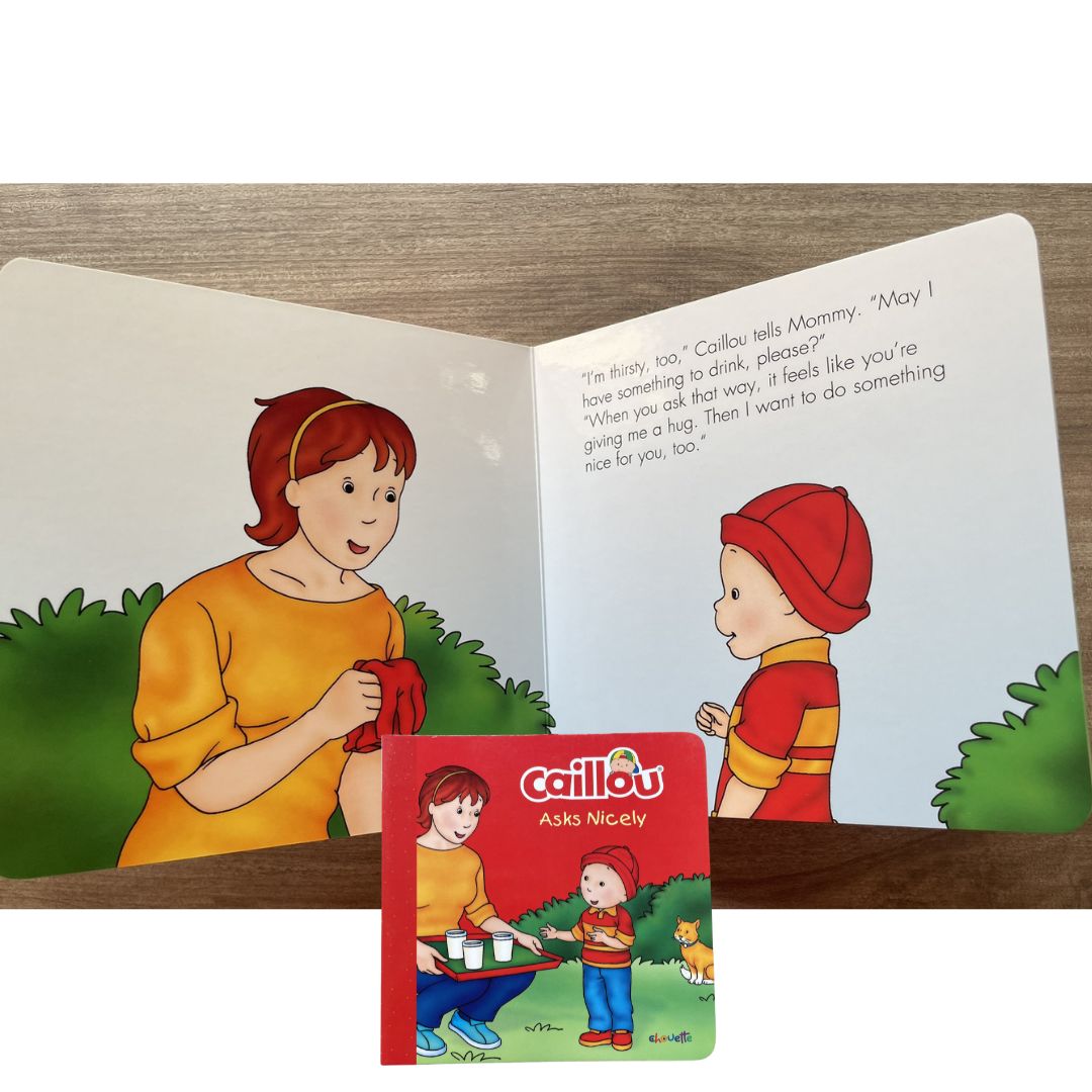 Caillou Asks Nicely // Takes a Nap (SINGLES, brand new Board Book, with SLIGHT DENTS on book cover)