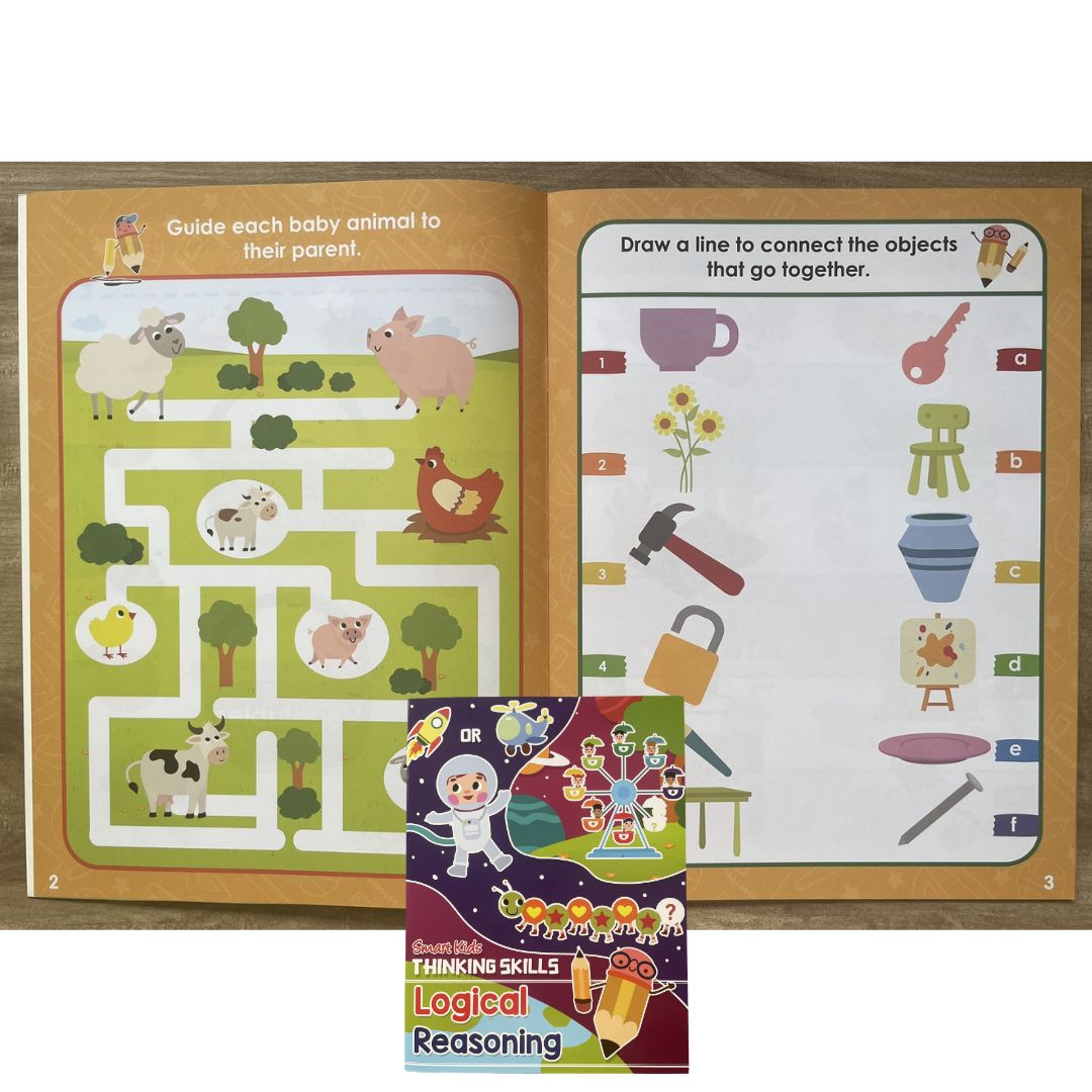 Smart Kids THINKING SKILLS - Cut and Paste / Same and Different / Logical Reasoning / Spatial Reasoning (SINGLES, softcover)