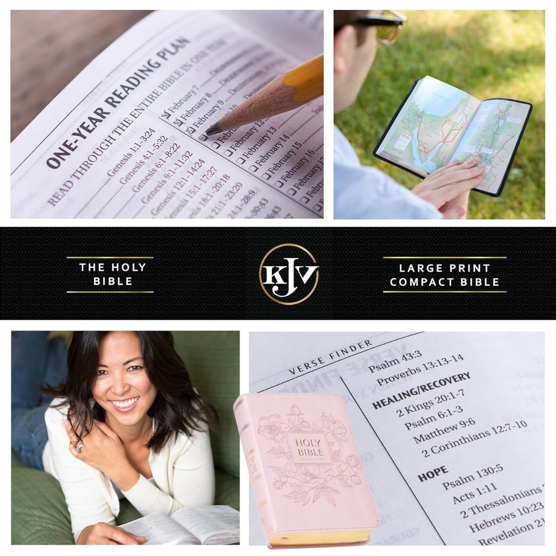 King James Version KJV Holy Bible, Compact Large Print (BALLET PINK Faux Leather, Red Letter, Old and New Testament) SLIPCASE w/ SLIGHT FOLDS