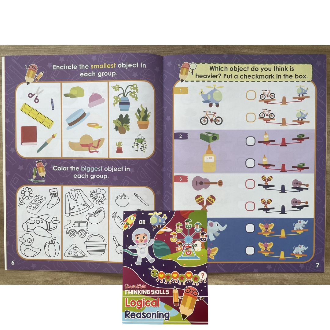 Smart Kids THINKING SKILLS - Cut and Paste / Same and Different / Logical Reasoning / Spatial Reasoning (SINGLES, softcover)