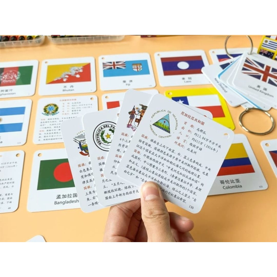 World Flags Flashcards for Kids | 160-Piece Educational Flag Cards | Early Learning Geography Set (Chinese text, brand new)