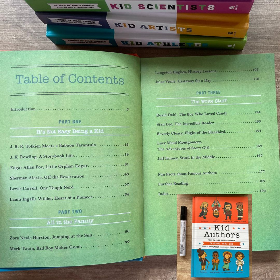 TRUE TALES OF CHILDHOOD series 5 books (brand new hardcover, no box, slight dents on book cover) - KID ARTISTS / ATHLETES / AUTHORS / PRESIDENTS / SCIENTISTS
