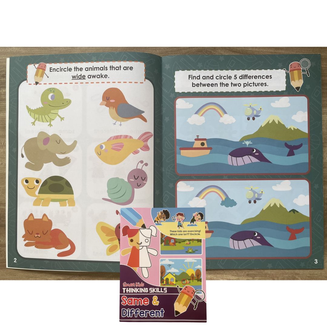Smart Kids THINKING SKILLS - Cut and Paste / Same and Different / Logical Reasoning / Spatial Reasoning (SINGLES, softcover)