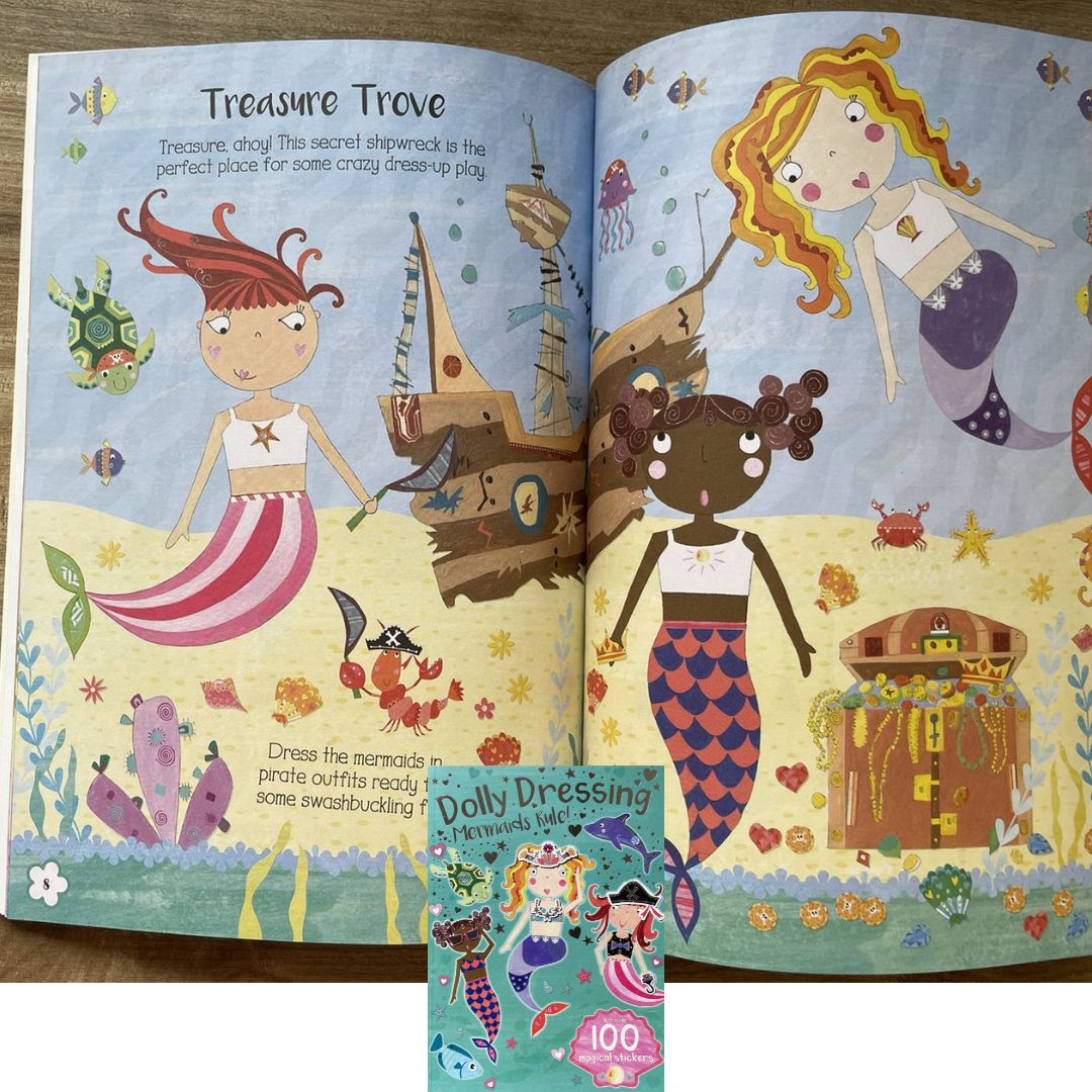 Dolly Dressing with Over 100 Stickers (Ballerinas / Mermaids / Princesses Rule) (SINGLES, brand new softcover, activities and sticker book)