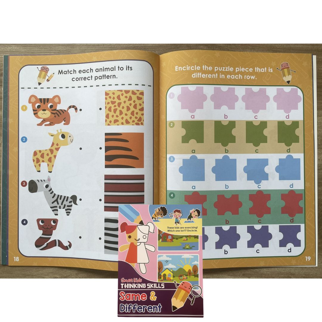 Smart Kids THINKING SKILLS - Cut and Paste / Same and Different / Logical Reasoning / Spatial Reasoning (SINGLES, softcover)