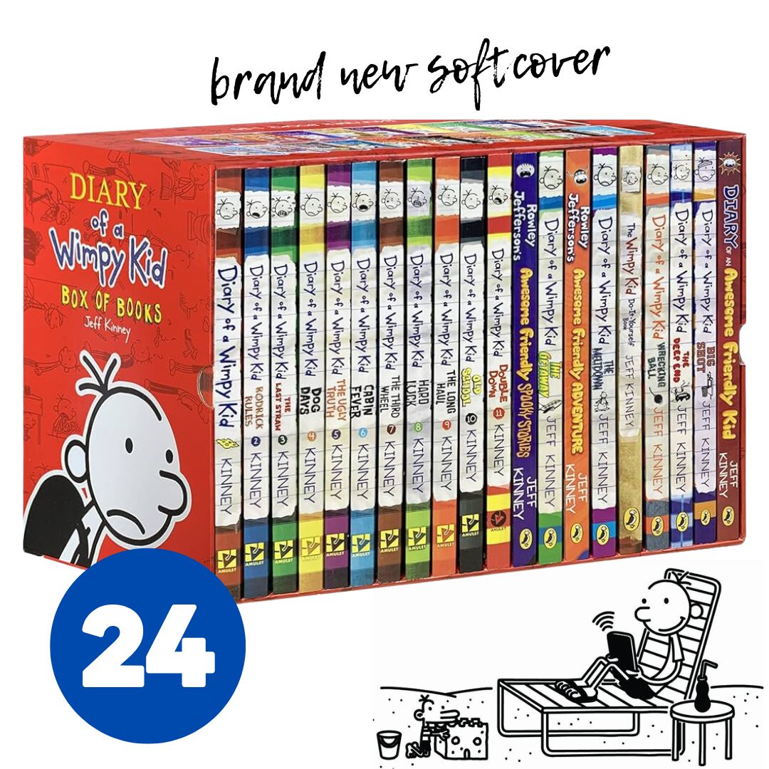 Wimpy Kid (set of 24 books) brand new softcover box set - BOX with SLIGHT DENTS, books no damage