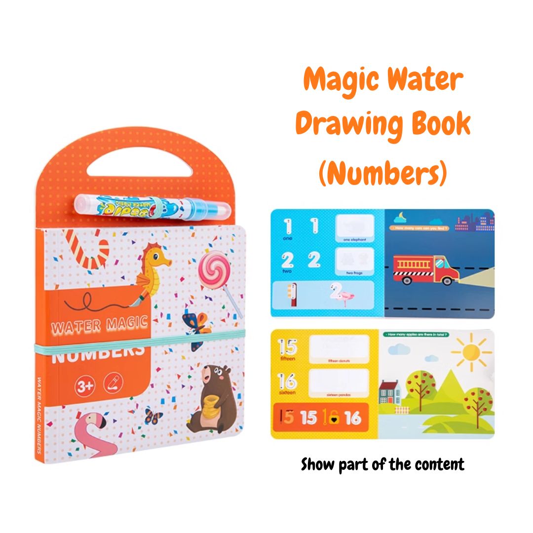 Magic Water Drawing Book (NUMBERS) – Reusable Coloring & Doodle Carry-Along Board Book for Children (Ages 3-5)