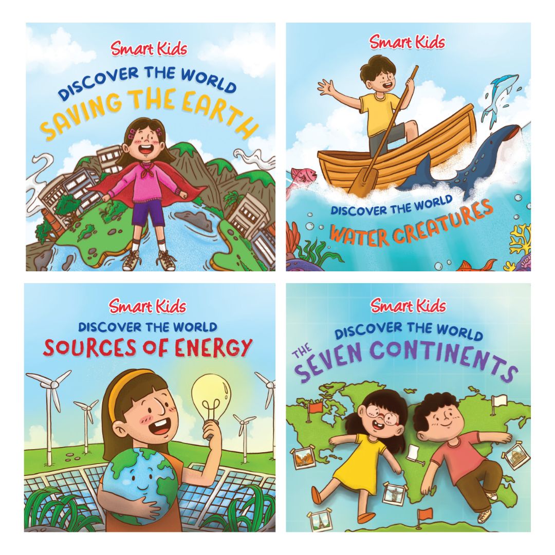 Smart Kids Discover the World SAVING THE EARTH / WATER CREATURES / SOURCES OF ENERGY / THE SEVEN CONTINENTS (Board Book / SINGLES)
