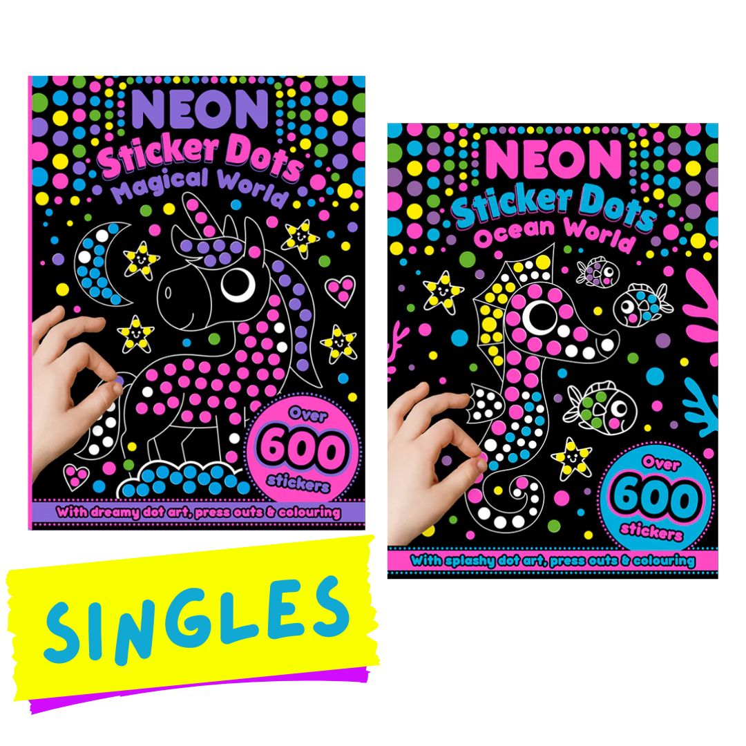 Neon Sticker Dots Activity Book: MAGICAL / OCEAN WORLD with Over 600 Stickers (SINGLES, brand new softcover)