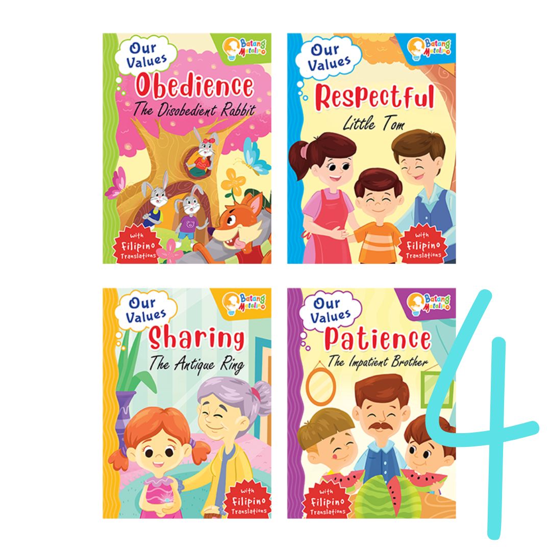 Batang Matalino OUR VALUES (4 books) brand new softcover, with Filipino translation