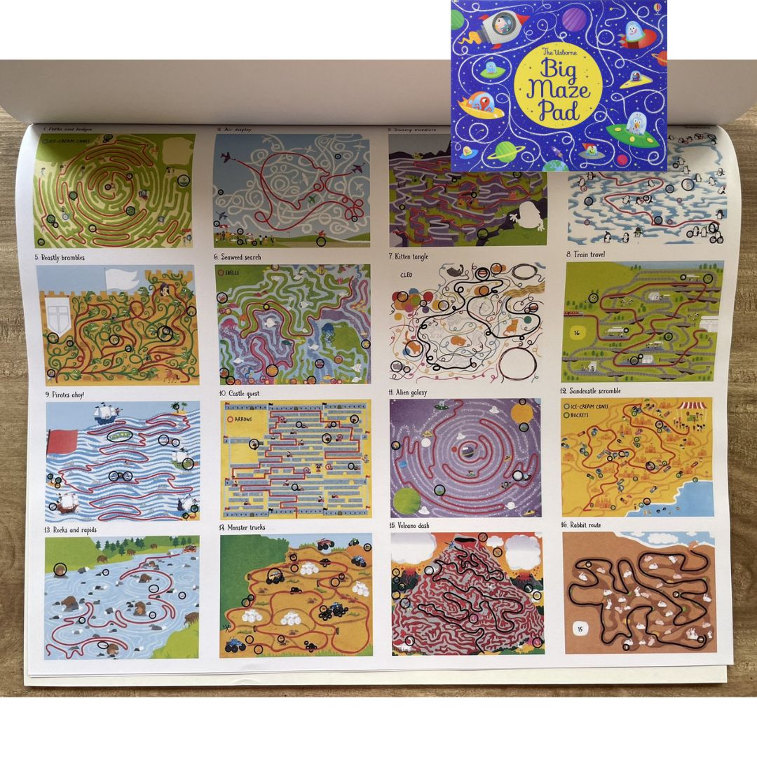The Usborne Big DOT-TO-DOT / MAZE / PUZZLE Pad (SINGLES, brand new softcover, JUMBO tear-off activity pads) - Book cover with SLIGHT FOLDS
