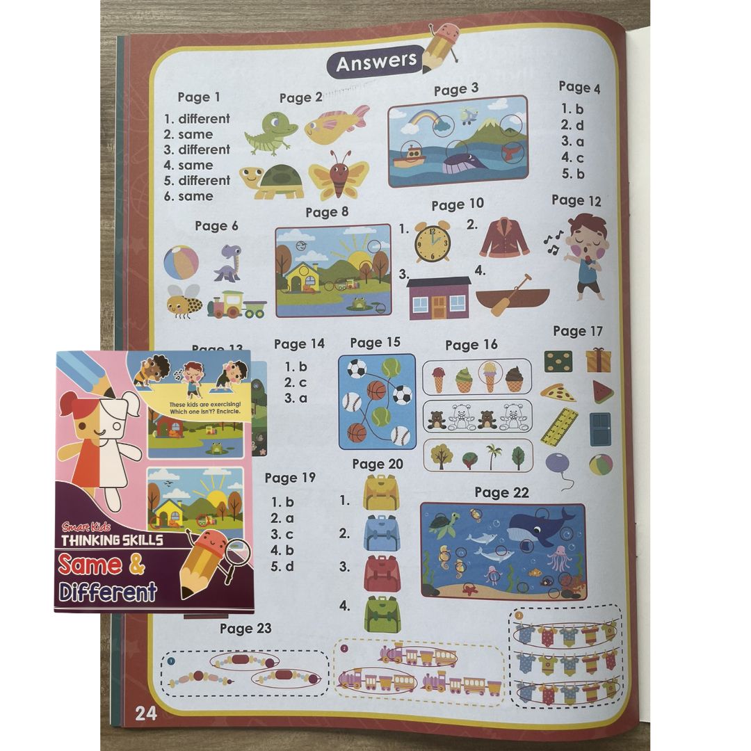 Smart Kids THINKING SKILLS - Cut and Paste / Same and Different / Logical Reasoning / Spatial Reasoning (SINGLES, softcover)