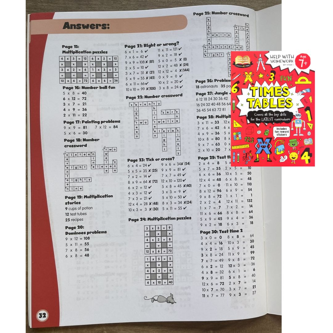 Help with Homework for Age 7+ (TIMES TABLE) brand new softcover