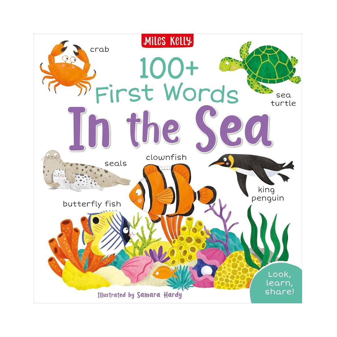 Miles Kelly 100+ FIRST WORDS (SINGLES, brand new softcover) Animals / Home / School / In the Sea / On the Go / Out and About