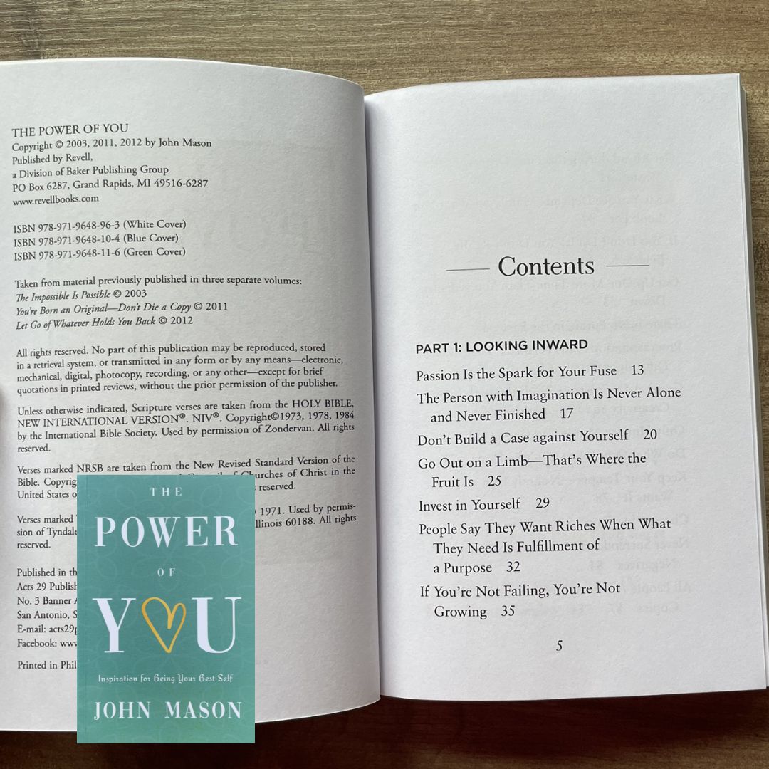 Never Give Up/ Be Uncommon/ Be Yourself/ Believe You Can/ The Power of You (by John Mason) (SINGLES) brand new softcover