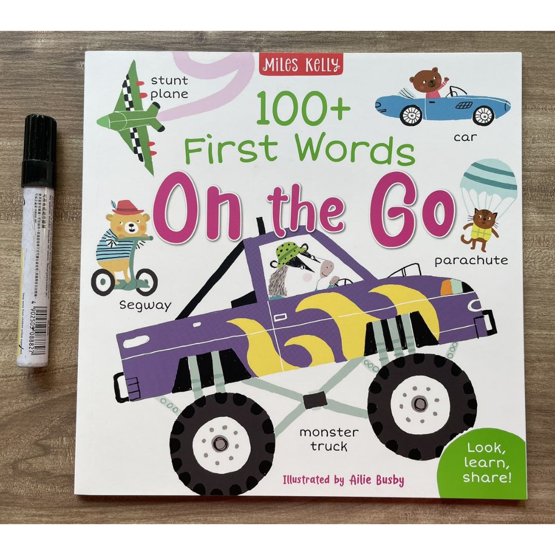 Miles Kelly 100+ FIRST WORDS (SINGLES, brand new softcover) Animals / Home / School / In the Sea / On the Go / Out and About