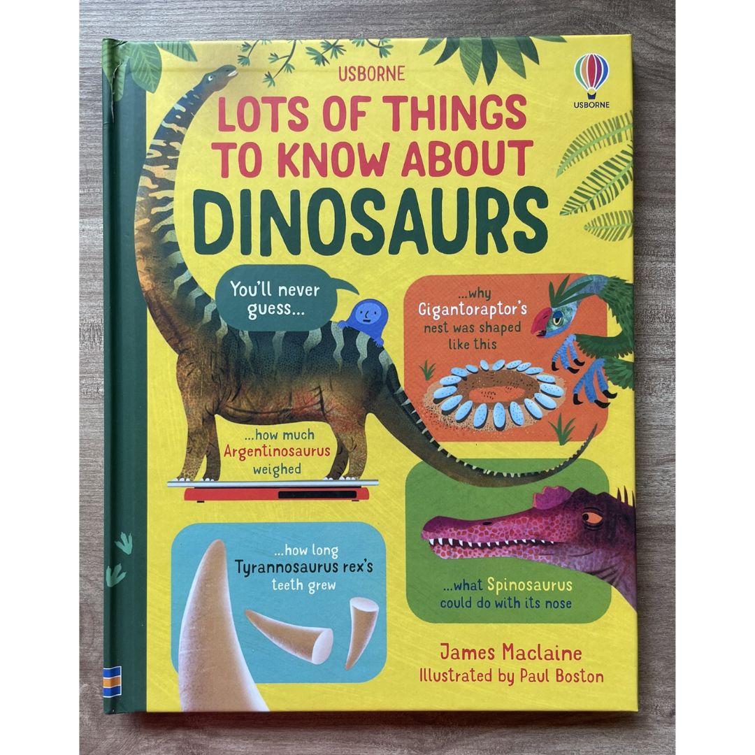 Usborne Lots of Things to Know About DINOSAURS (brand new Hardcover) - with SLIGHT DENTS on book cover