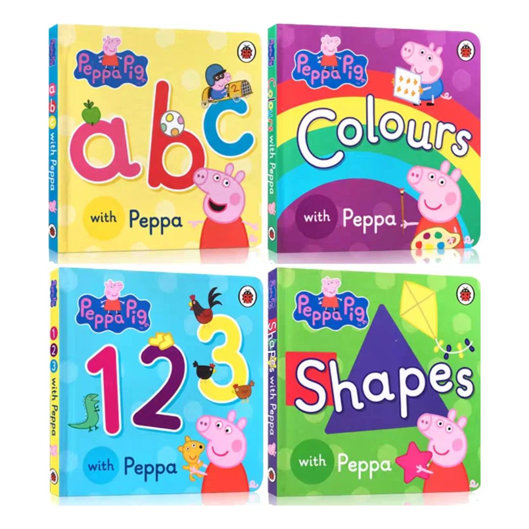PEPPA PIG: LEARN WITH PEPPA Box Of Books (4 books) Boxset (BOX with SLIGHT DENTS, books no damage)