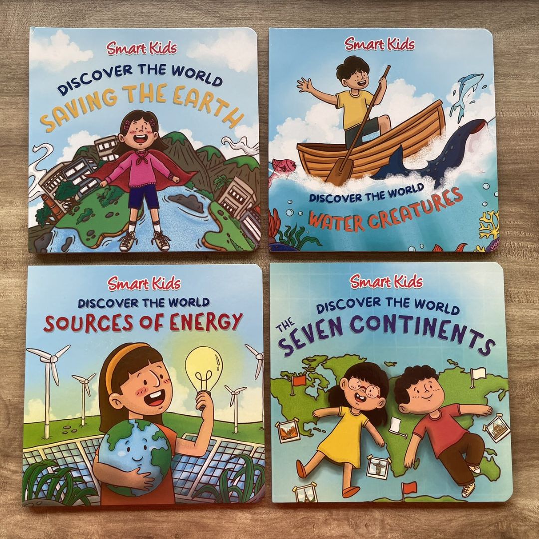 Smart Kids Discover the World SAVING THE EARTH / WATER CREATURES / SOURCES OF ENERGY / THE SEVEN CONTINENTS (Board Book / SINGLES)