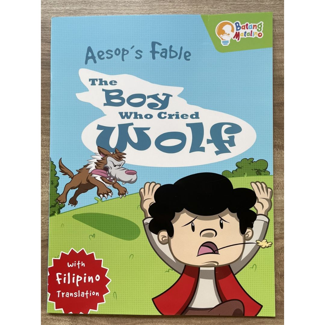 Batang Matalino AESOP'S FABLE - The Boy Who Cried Wolf / The Crow and the Pitcher (SINGLES, softcover, Filipino-English text)