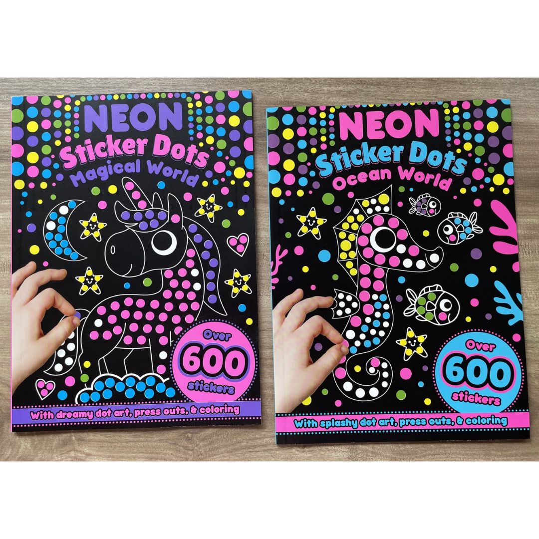 Neon Sticker Dots Activity Book: MAGICAL / OCEAN WORLD with Over 600 Stickers (SINGLES, brand new softcover)