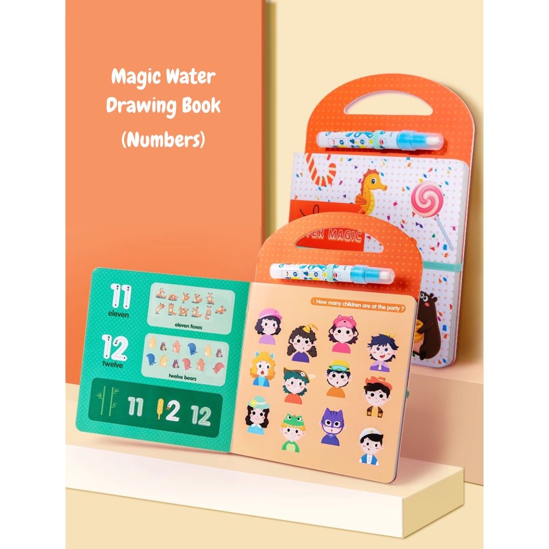 Magic Water Drawing Book (NUMBERS) – Reusable Coloring & Doodle Carry-Along Board Book for Children (Ages 3-5)