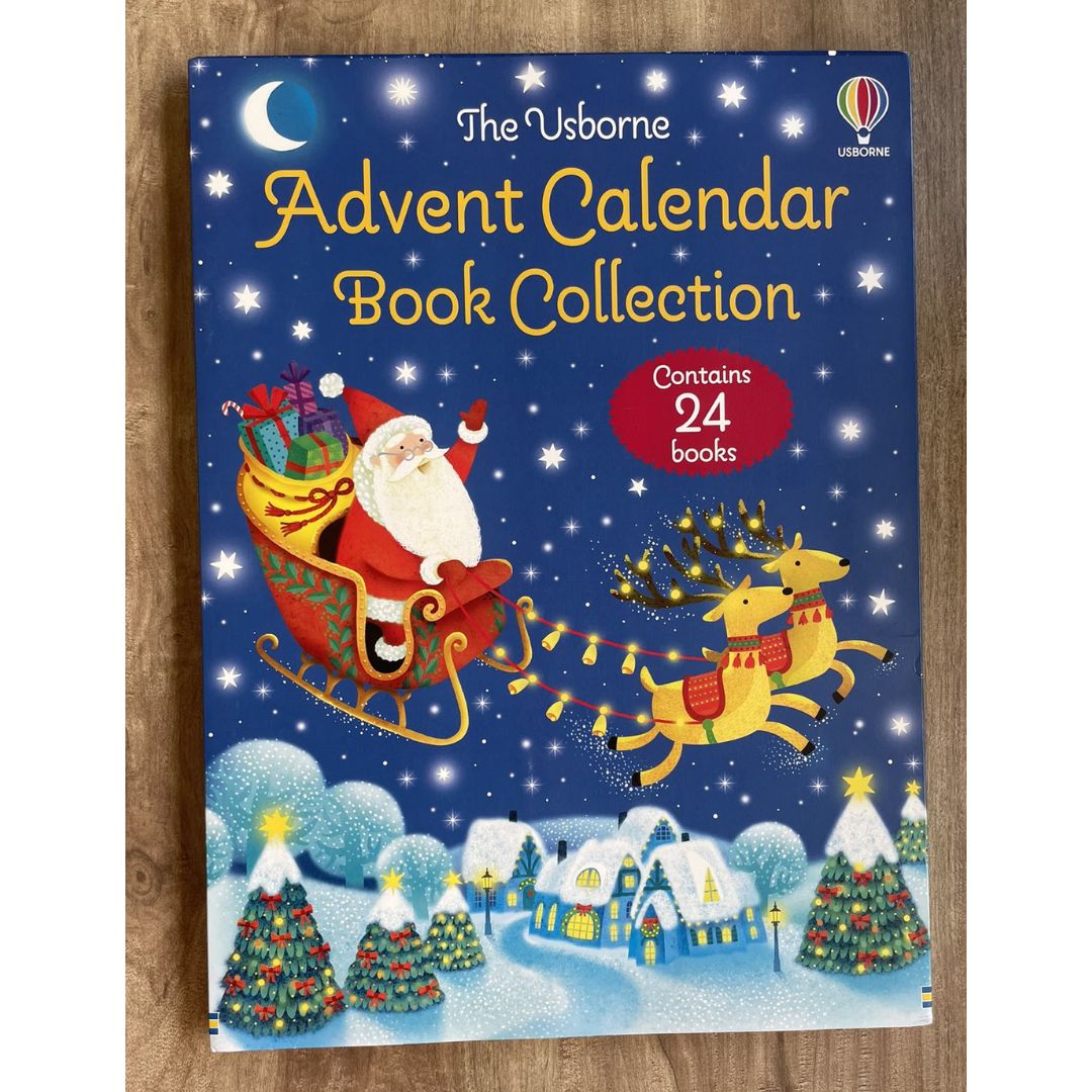 The Usborne Advent Calendar Book Collection 2 (BLUE) (slight dents/folds on book cover & slipcase)