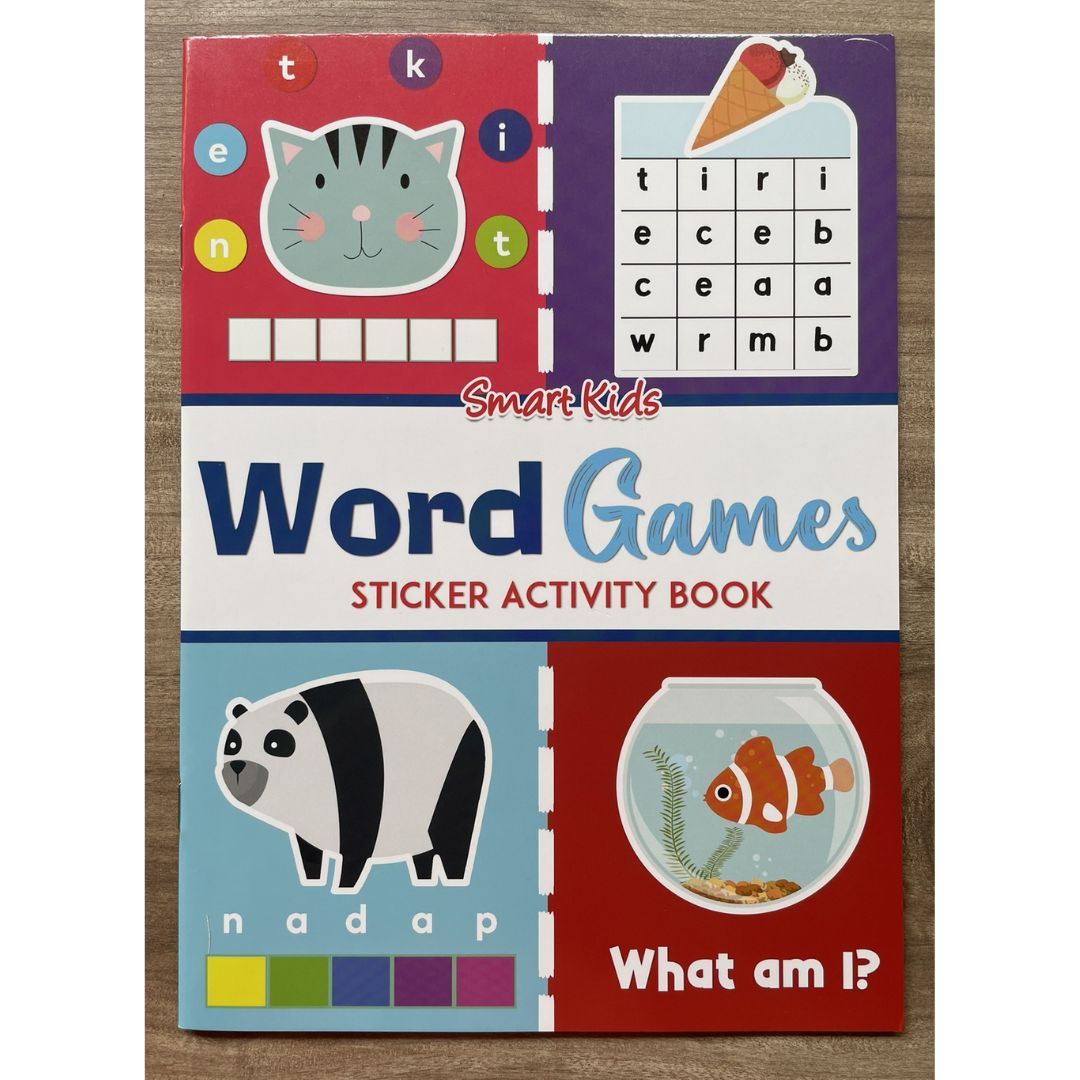 Smart Kids Sticker and Activity Book - WORD GAMES (brand new softcover)