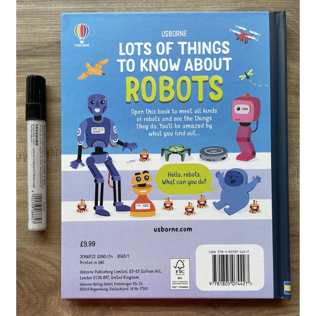 Usborne Lots of Things to Know About ROBOTS (brand new Hardcover) - with SLIGHT DENTS on book cover