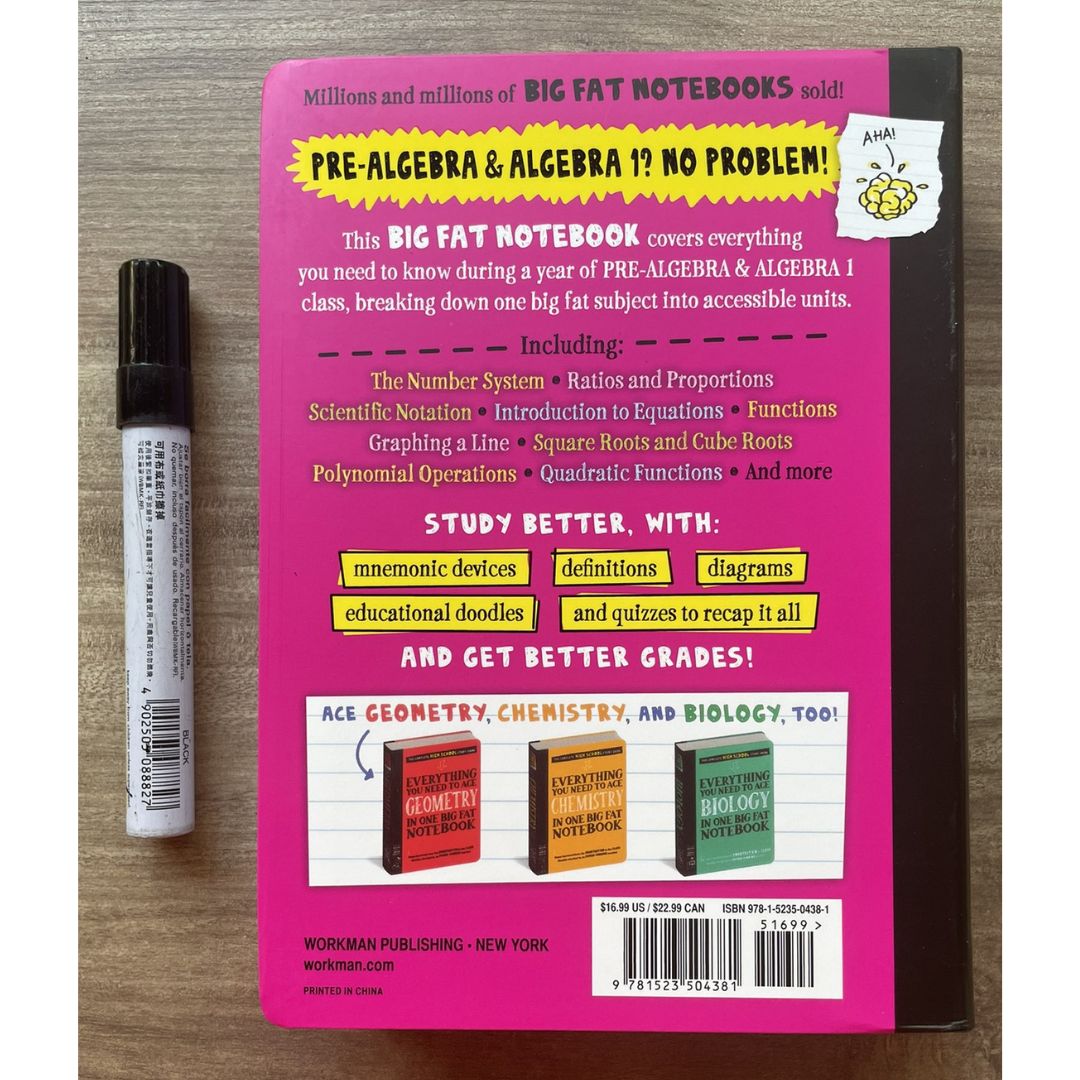 Everything You Need to Ace PRE-ALGEBRA and ALGEBRA 1 in One Big Fat Notebook (softcover)