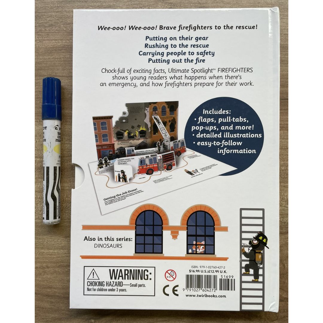 Ultimate Spotlight: FIREFIGHTERS (with tabs) hardcover - with slight dents on the book cover