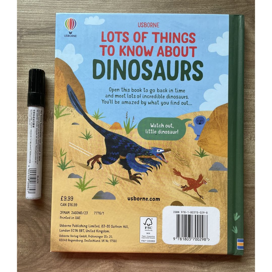 Usborne Lots of Things to Know About DINOSAURS (brand new Hardcover) - with SLIGHT DENTS on book cover