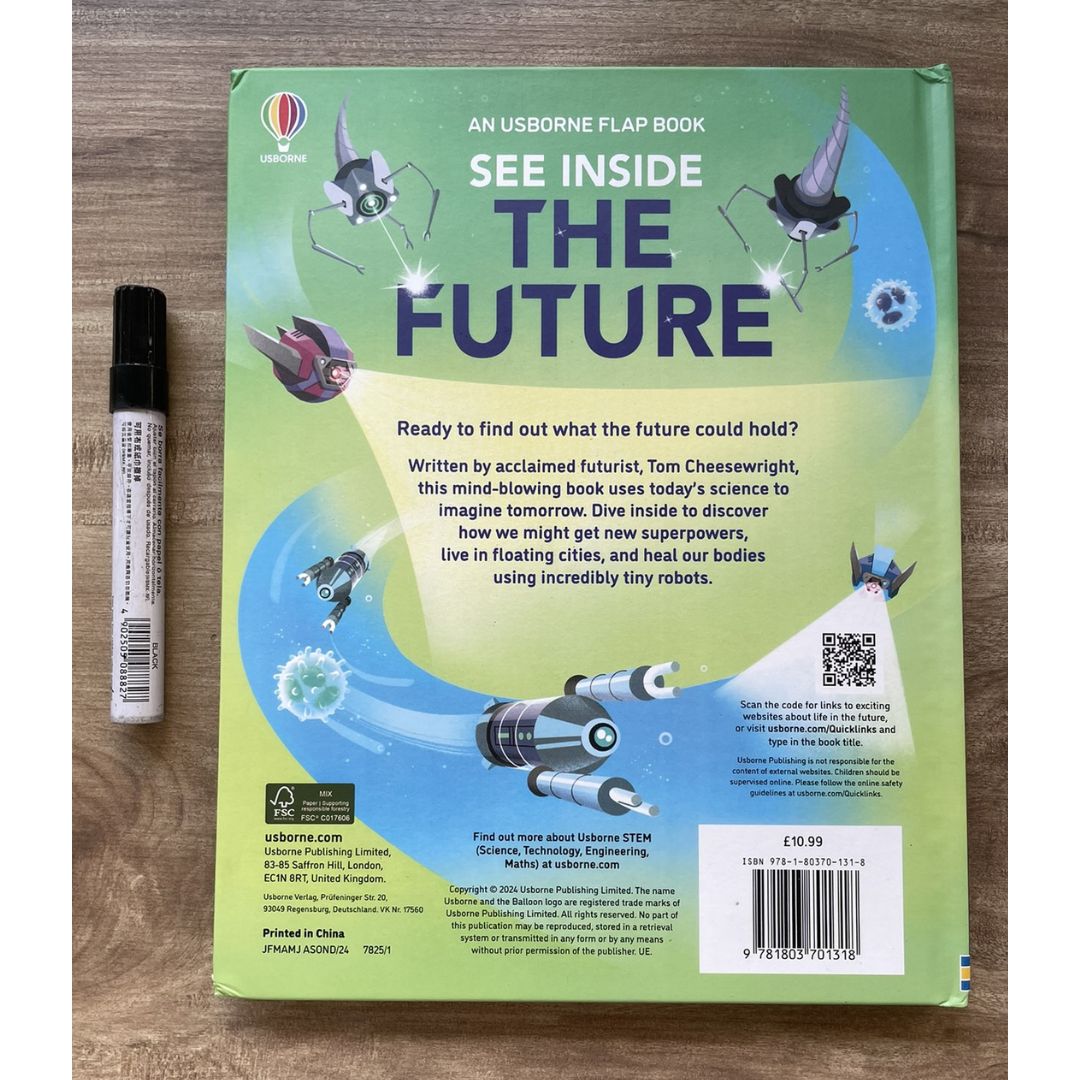 Usborne SEE INSIDE The Future (brand new board book, with SLIGHT DENTS on book cover)