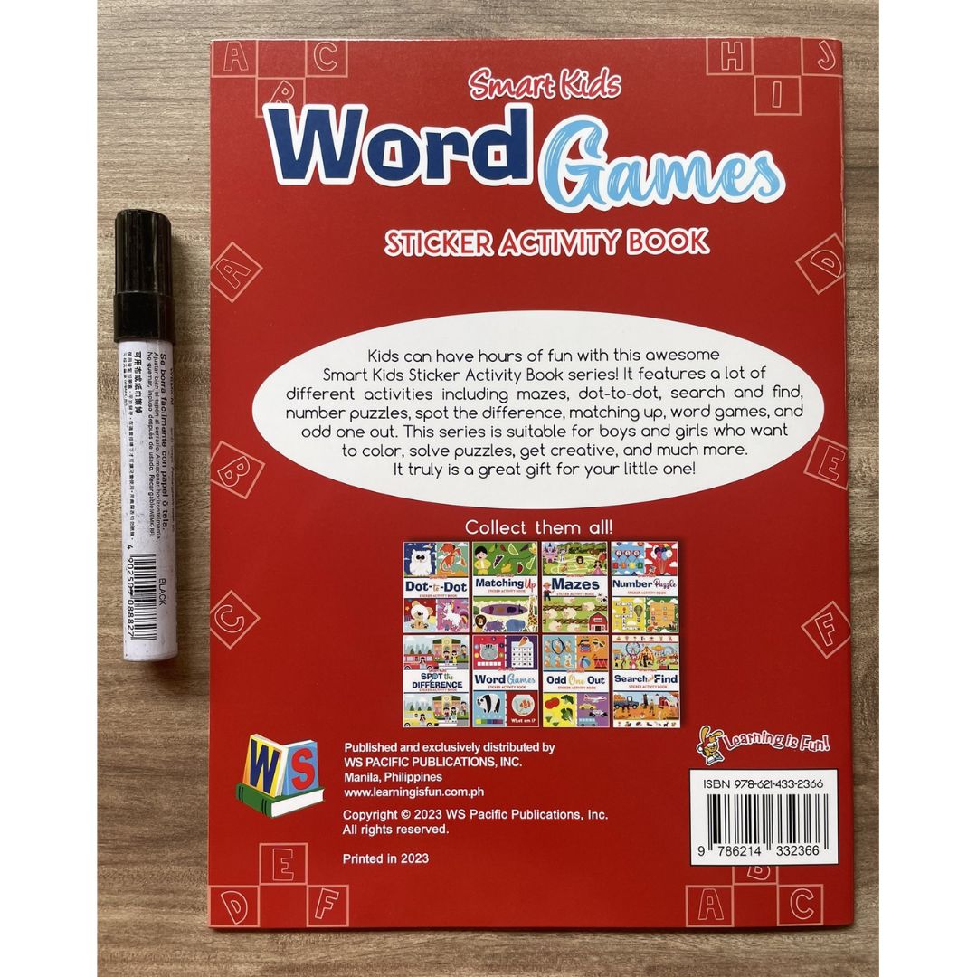 Smart Kids Sticker and Activity Book - WORD GAMES (brand new softcover)