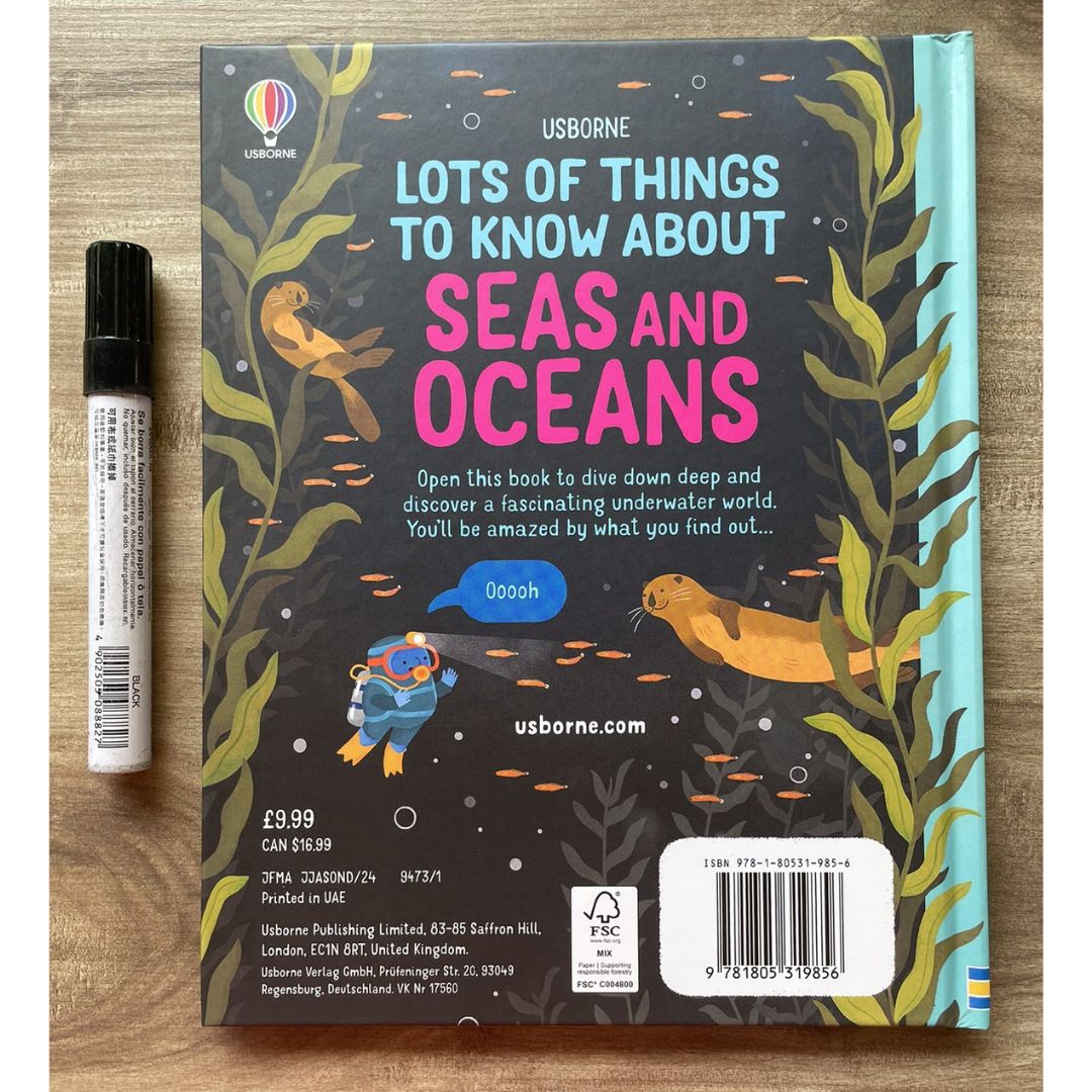 Usborne Lots of Things to Know About SEAS AND OCEANS (brand new Hardcover) - with SLIGHT DENTS on book cover