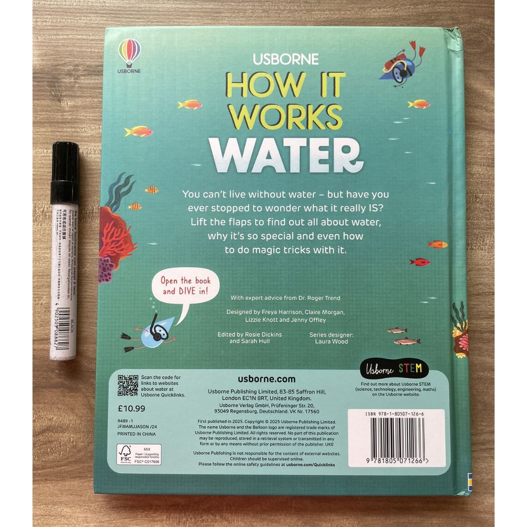 Usborne How It Works: WATER (brand new Board Book) - with slight dents on book cover and pages