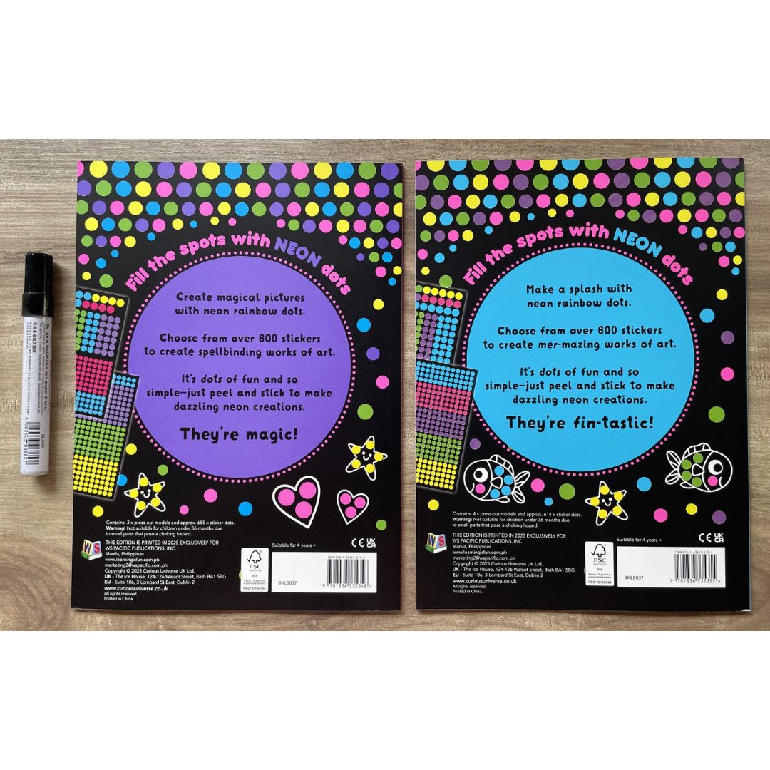 Neon Sticker Dots Activity Book: MAGICAL / OCEAN WORLD with Over 600 Stickers (SINGLES, brand new softcover)