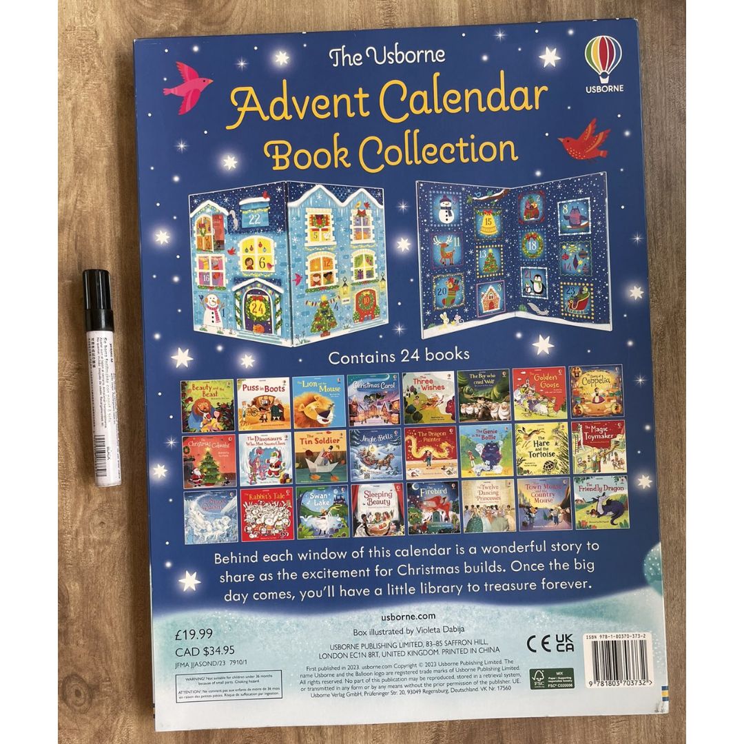 The Usborne Advent Calendar Book Collection 2 (BLUE) (slight dents/folds on book cover & slipcase)