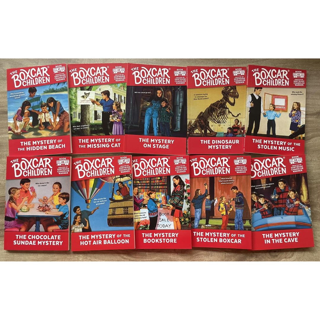 The Boxcar Children Mysteries #21-50 (30 books) brand new softcover, no box, with SLIGHT TEARS on the edges of the book covers