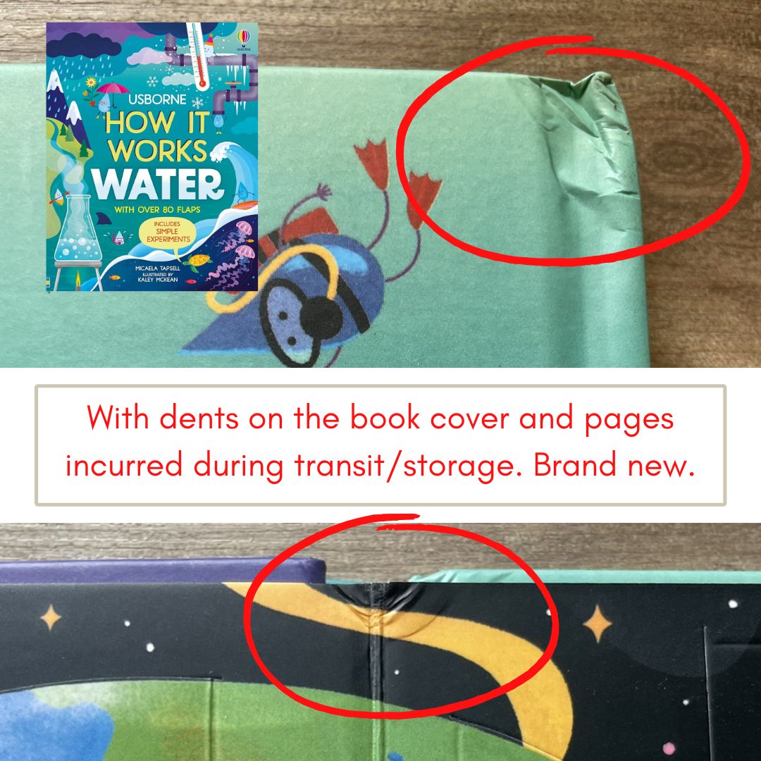 Usborne How It Works: WATER (brand new Board Book) - with slight dents on book cover and pages