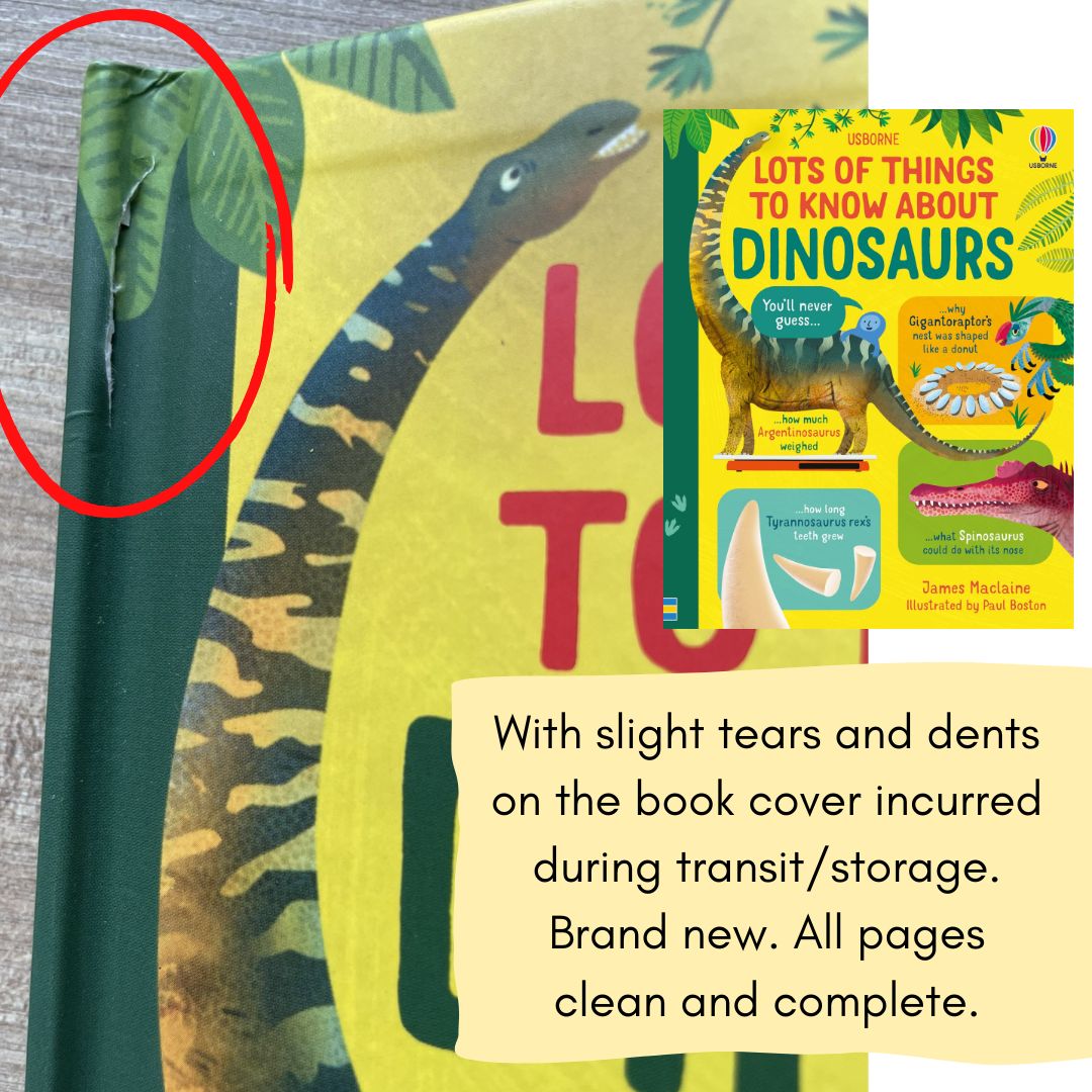 Usborne Lots of Things to Know About DINOSAURS (brand new Hardcover) - with SLIGHT DENTS on book cover