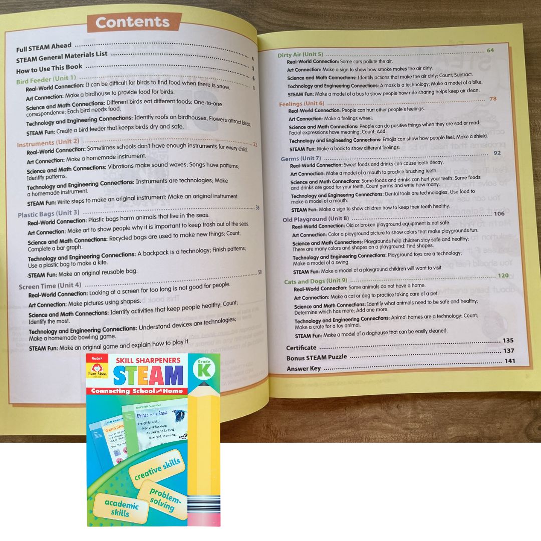 Evan Moor Skill Sharpener Workbook: STEAM (Kinder) brand new softcover