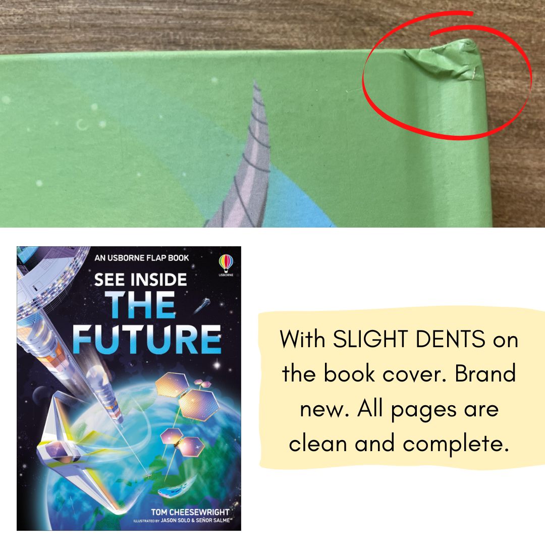 Usborne SEE INSIDE The Future (brand new board book, with SLIGHT DENTS on book cover)