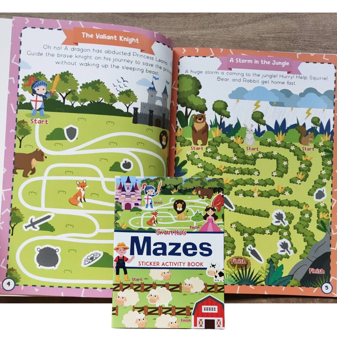 Smart Kids Sticker and Activity Book - MAZES (brand new softcover)