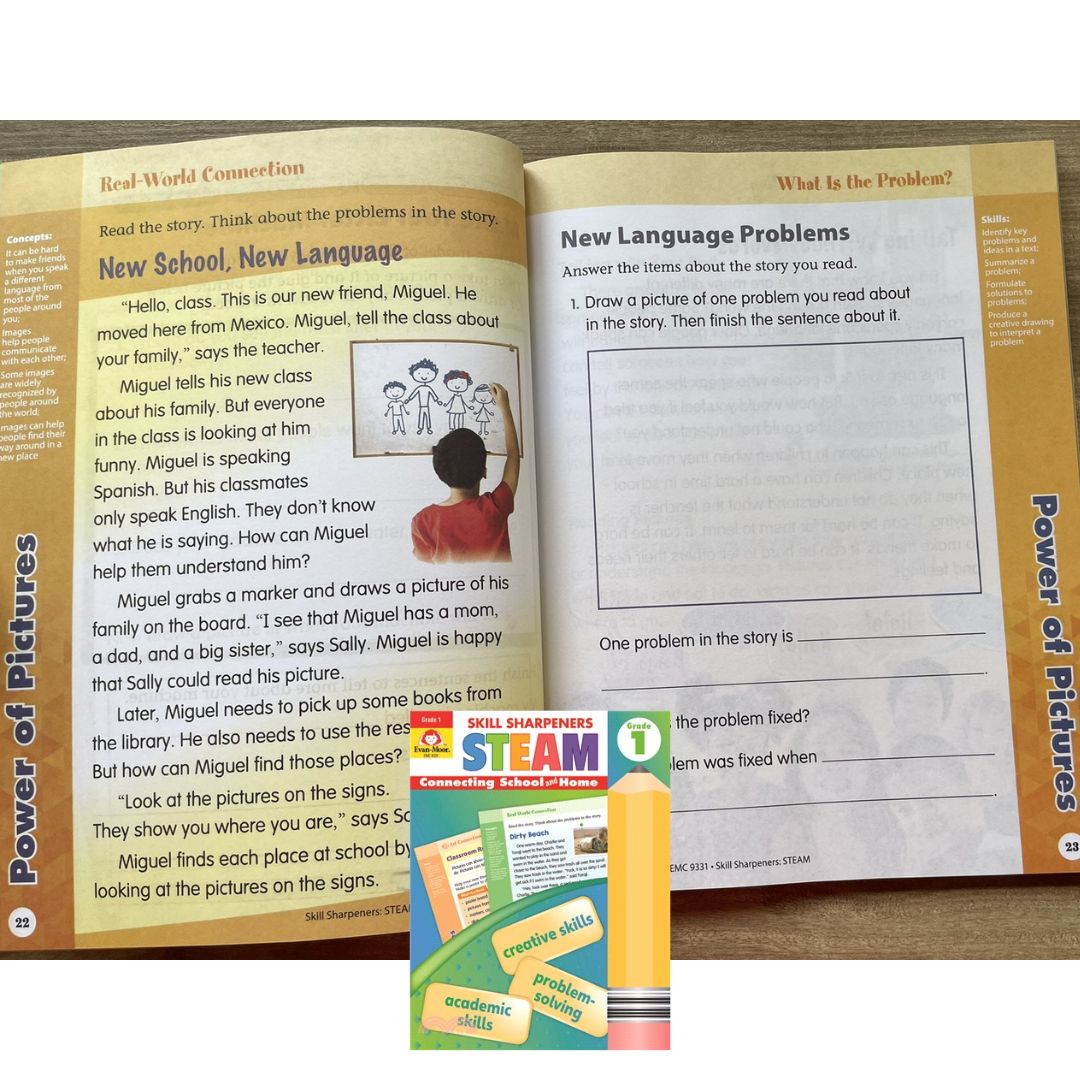 Evan Moor Skill Sharpener Workbook: STEAM ( GRADE 1 ) brand new softcover